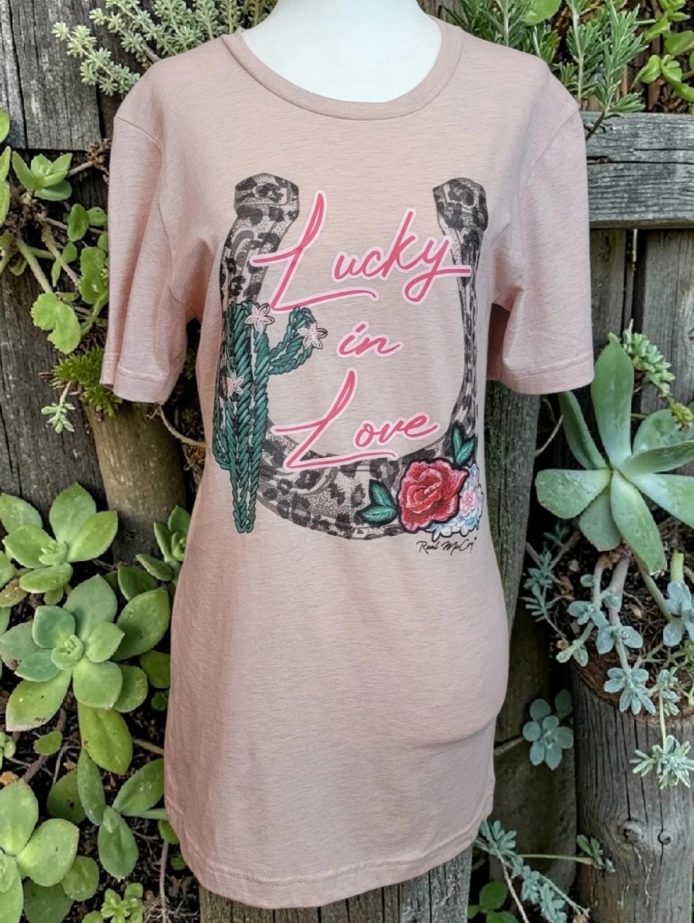 Leopard Print Horseshoe "Lucky In Love" - Graphic Tee